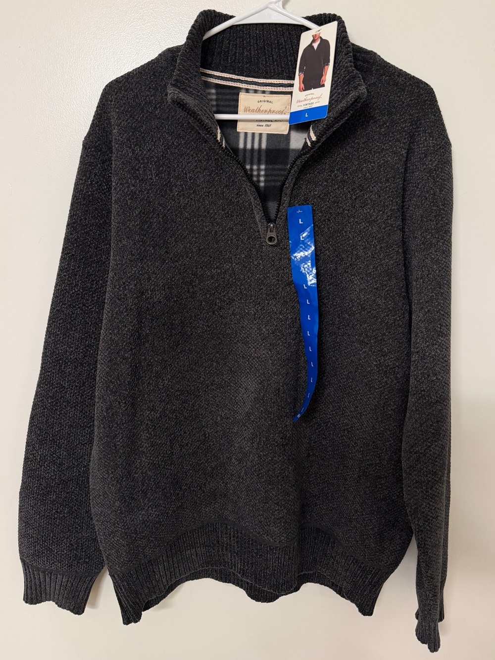 Weatherproof Men’s Dark Charcoal Zip-Neck Sweater